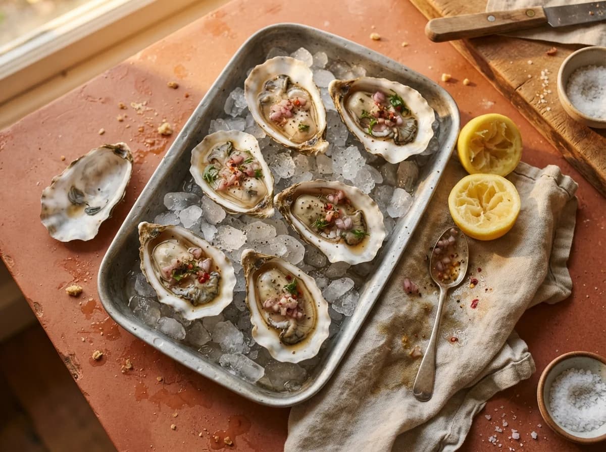 Bluff Oysters with Hot Honey Mignonette