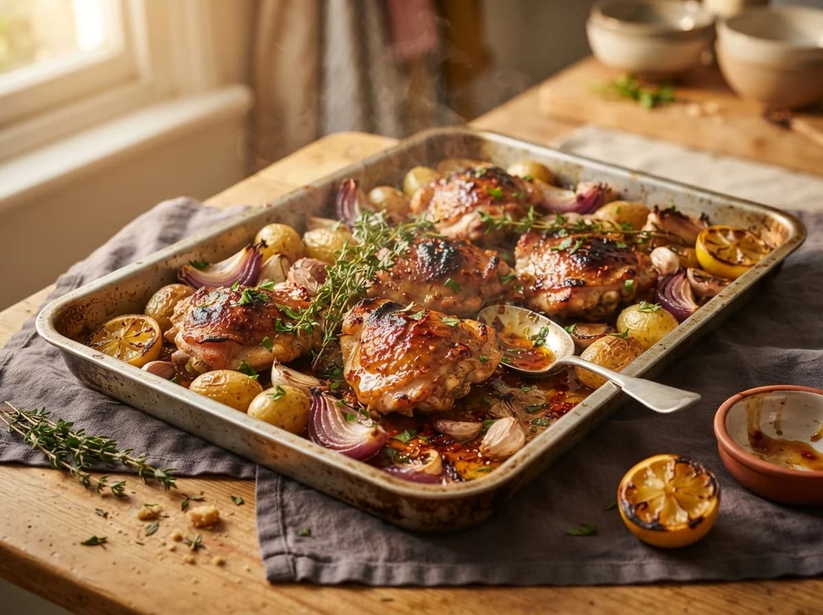 Hot Honey Chicken Thigh Traybake