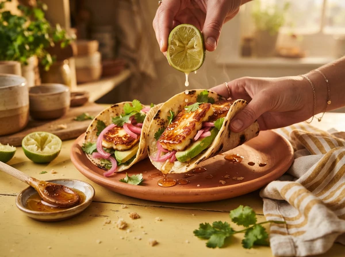 Hot Honey Haloumi Tacos