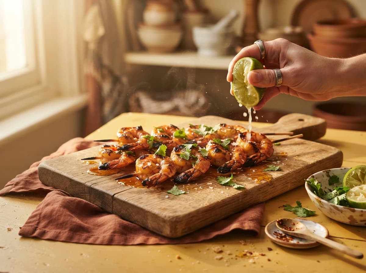 Hot Honey Prawn Skewers