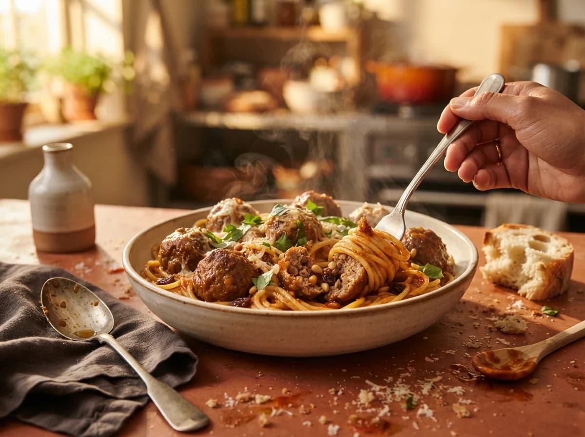 Lamb Meatballs in Hot Honey Tomato